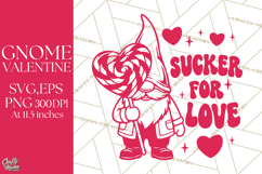 Sucker For Love | Valentine Gnome | Kids Valentine Shirt Product Image 1