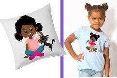 African American girls with pets, cats, dogs, pet lovers Product Image 4