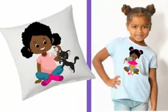African American girls with pets, cats, dogs, pet lovers Product Image 4