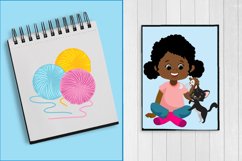 African American girls with pets, cats, dogs, pet lovers Product Image 2