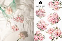Romantic Watercolor Blush Peonies Clipart and Frames Product Image 3