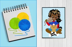 African American boys with pets, cats, dogs, pet lovers Product Image 3