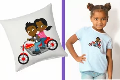 African American motorcycles, Dark skin family motorcycling Product Image 2