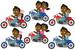 African American motorcycles, Dark skin family motorcycling Product Image 4