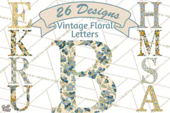 Vintage Floral Alphabet PNG, Country Letters and Farmhouse Product Image 1