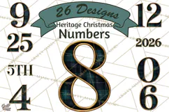 Heritage Christmas Numbers PNG Vintage Tartan Digits Clipart Product Image 1
