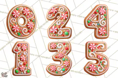 Gingerbread Numbers PNG, Christmas Cookie Number Clipart Product Image 2