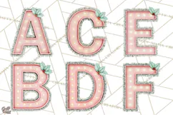 Vintage Pinkmas Alphabet Clipart PNG Retro Christmas Letter Product Image 2