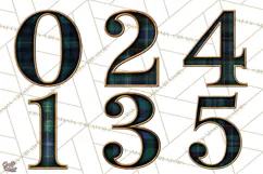 Heritage Christmas Numbers PNG Vintage Tartan Digits Clipart Product Image 2