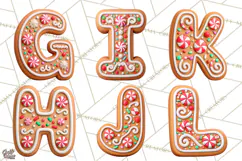 Gingerbread Alphabet PNG, Christmas Cookie Letters Product Image 3