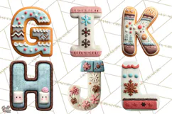Cozy Christmas Alphabet PNG Uppercase Knit Letters Product Image 3