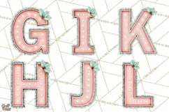 Vintage Pinkmas Alphabet Clipart PNG Retro Christmas Letter Product Image 3