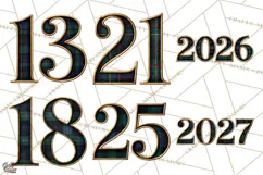 Heritage Christmas Numbers PNG Vintage Tartan Digits Clipart Product Image 4
