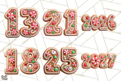 Gingerbread Numbers PNG, Christmas Cookie Number Clipart Product Image 4