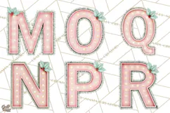 Vintage Pinkmas Alphabet Clipart PNG Retro Christmas Letter Product Image 4