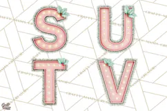 Vintage Pinkmas Alphabet Clipart PNG Retro Christmas Letter Product Image 5