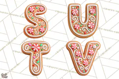 Gingerbread Alphabet PNG, Christmas Cookie Letters Product Image 5