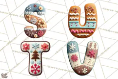 Cozy Christmas Alphabet PNG Uppercase Knit Letters Product Image 5