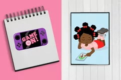 African American Gamer girls, gaming clipart Product Image 3