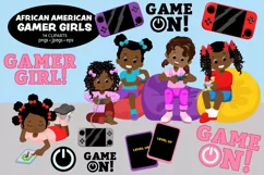 African American Gamer girls, gaming clipart Product Image 1