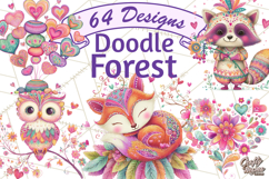Whimsical Forest Doodle Trees And Animals PNG Clipart Product Image 1