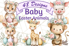 Adorable Baby Animals Easter Clipart PNG, Pastel Chicks Png Product Image 1