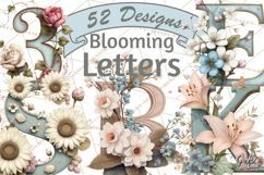 Blooming Letters Clipart, Floral Alphabet Clip Art PNG Product Image 1