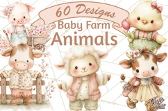 Baby Farm Animals Clipart PNG, Cute Spring Animals Product Image 1