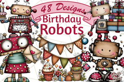 Adorable Birthday Robot Clipart, Playful Toy Robot Clip Art Product Image 1