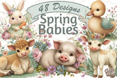 Spring Baby Animals Clipart PNG, Cute Easter and Spring Png Product Image 1