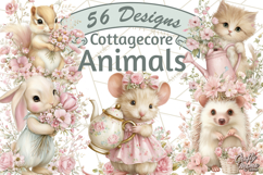 Pastel Cottagecore Animals Clipart, Cute Spring Animals Png Product Image 1