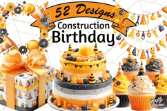 Construction Birthday Party Clipart, Builder Celebration Png Product Image 1