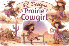 Cowgirl Clipart for Invitations, Western Horses and Props Product Image 1
