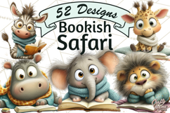 Safari Animals PNG Clipart, Cozy Reading Animals Product Image 1