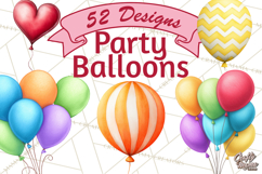 Birthday Balloon Clipart, Balloon Bunch PNG, Party Balloon Product Image 1