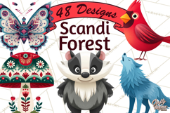 Scandi Forest Flora Clipart, Nordic Folk Art Clip Art Png Product Image 1