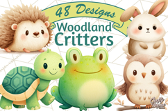 Cozy Woodland Animals Clipart, Baby Forest Creatures PNG Product Image 1