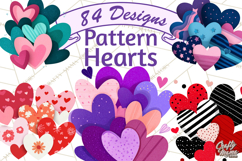 Valentine Hearts Clipart Glitter Heart PNG Patterned Graphic Product Image 1