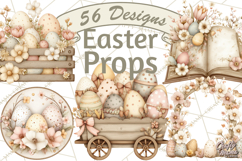 Vintage Easter Props Clipart PNG, Easter Eggs Printable Product Image 1
