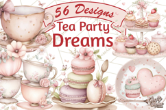 Tea Party Dreams PNG, Girly Pastel Desserts Teacups Clipart Product Image 1