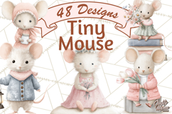 Adorable Tiny Mouse Clipart, Watercolor Mice PNG Product Image 1