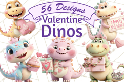 Valentine Dinosaur Clipart PNG Cute Dino Valentine Printable Product Image 1