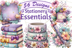 Pretty Stationery Clipart, Pastel Office Supplies Png Product Image 1