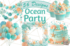 Under the Sea Birthday Party Clipart, Ocean Celebration Png Product Image 1