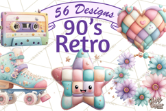 Pastel Retro 90s PNG, Cute Aesthetic Clipart, Checkerboard Product Image 1