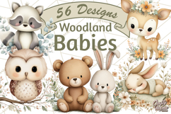 Soft Woodland Baby Clipart, Neutral Baby Shower PNG Product Image 1