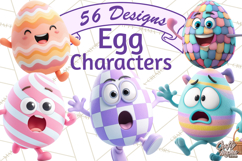Cute Easter Egg Characters PNG, Adorable Spring Egg Clipart Product Image 1
