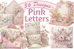 Pink Romantic Letter Clipart, Love Notes Clip Art PNG Product Image 1
