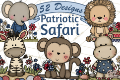Patriotic Safari Animals Clipart, Whimsical Red White Blue Product Image 1