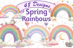 Rainbow Clipart, Pastel Rainbow Clip Art PNG, Spring Color Product Image 1